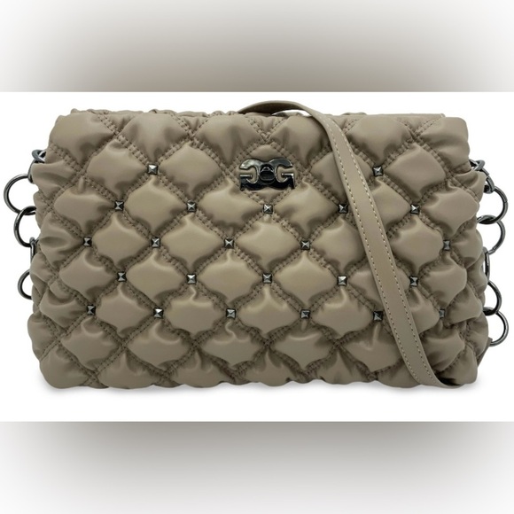 Gilda Paris Taupe Waffle Studded Quilted Purse/Crossbody Bag w/ Strap NWT!! 🤎 - Picture 2 of 4